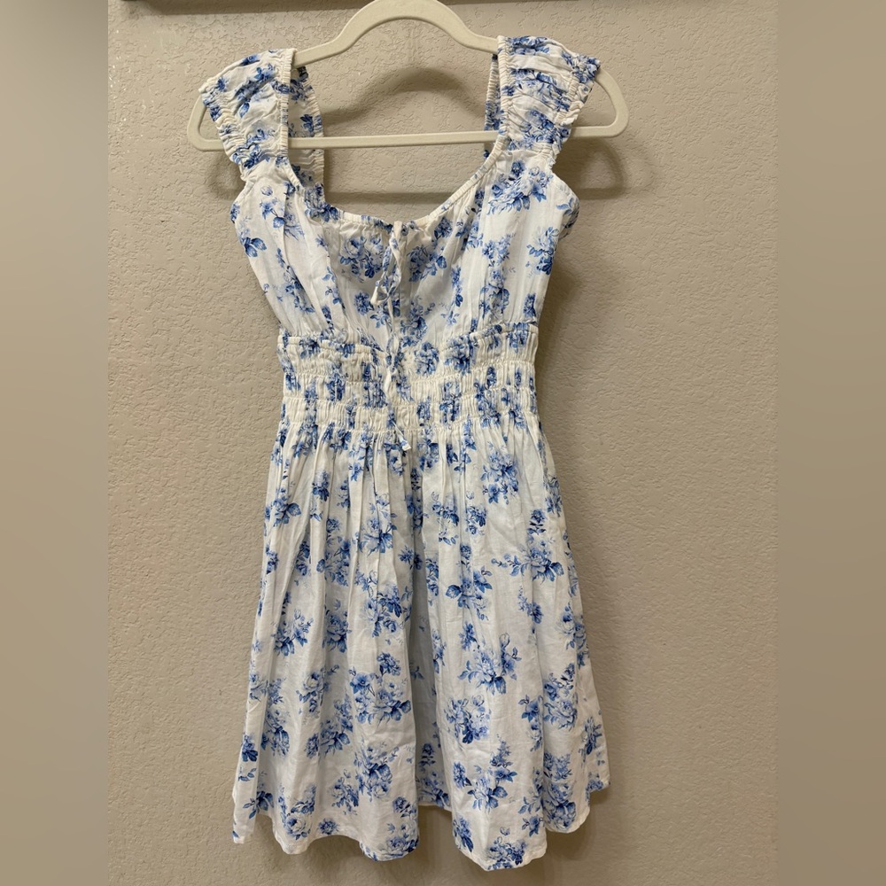 GAP Tie-Front Smocked Waist Mini Cotton Dress